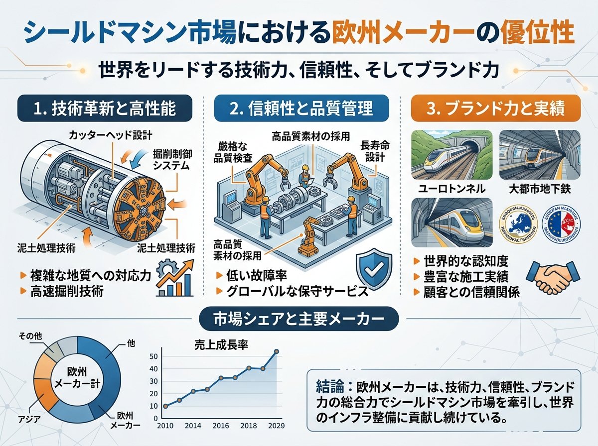 シールドマシン市場における欧州メーカーの優位性