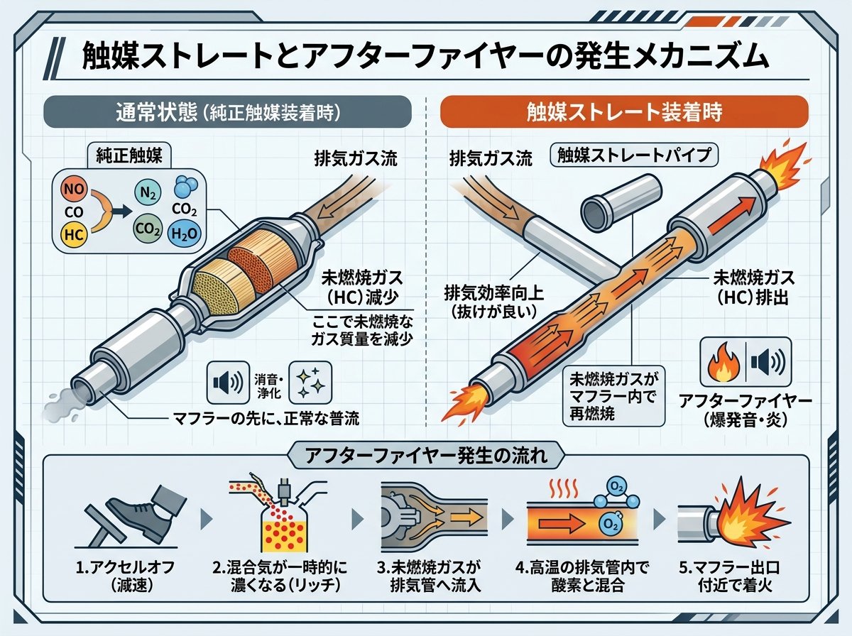 触媒ストレートとアフターファイヤーの発生メカニズム