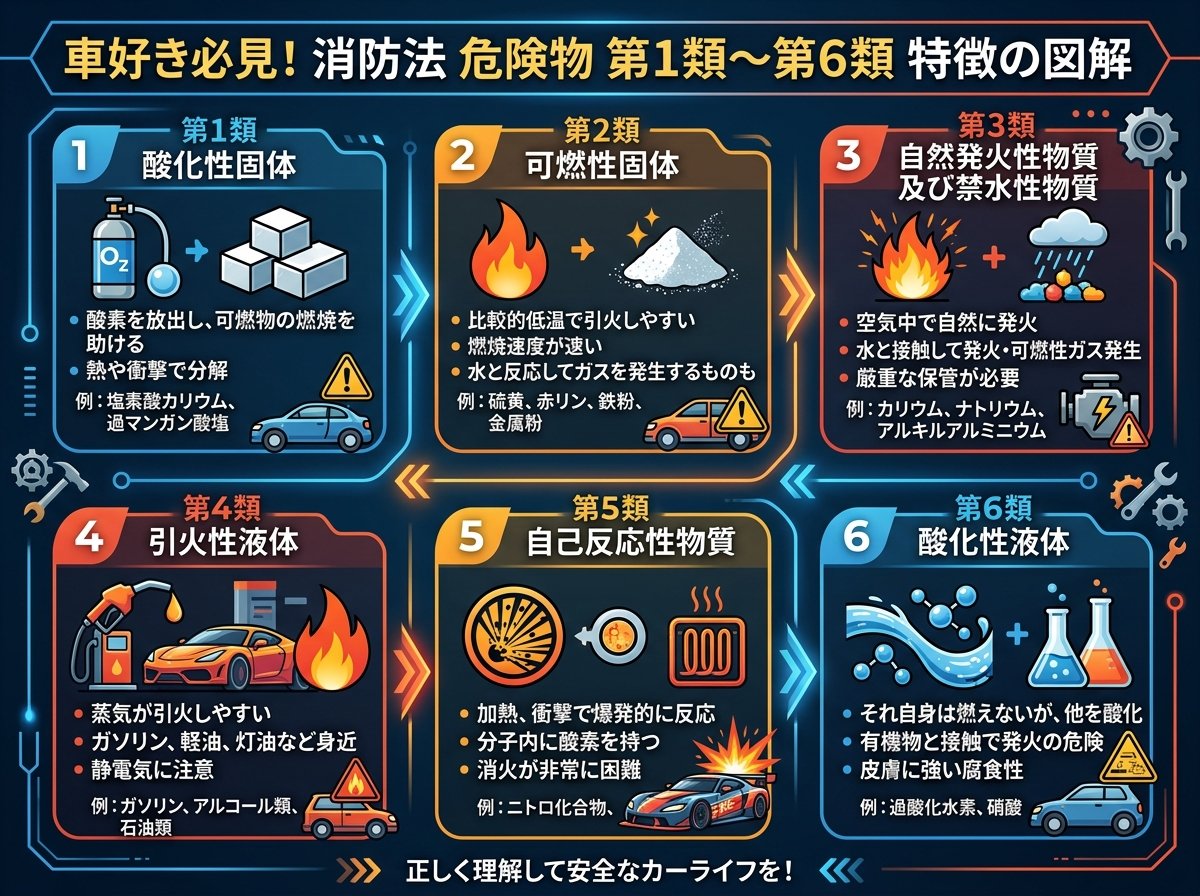 消防法危険物第1類から第6類の特徴