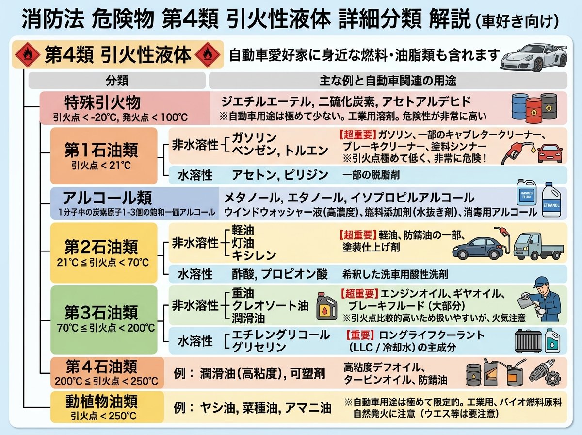 消防法危険物第4類引火性液体の詳細分類