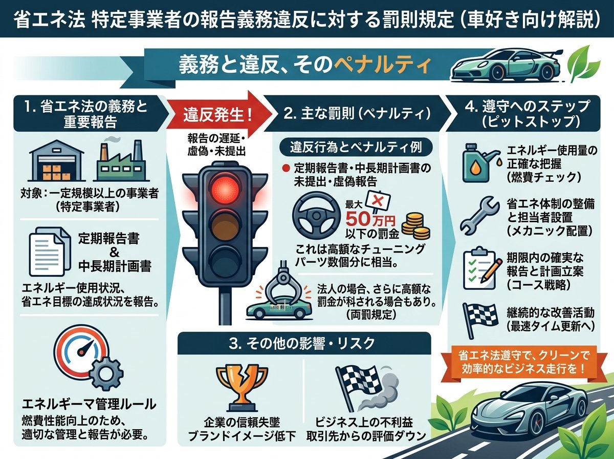 省エネ法特定事業者の報告義務違反に対する罰則規定