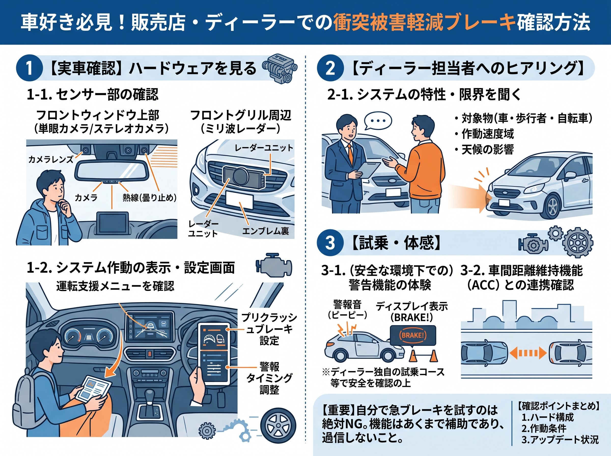衝突被害軽減ブレーキの販売店・ディーラーでの確認方法