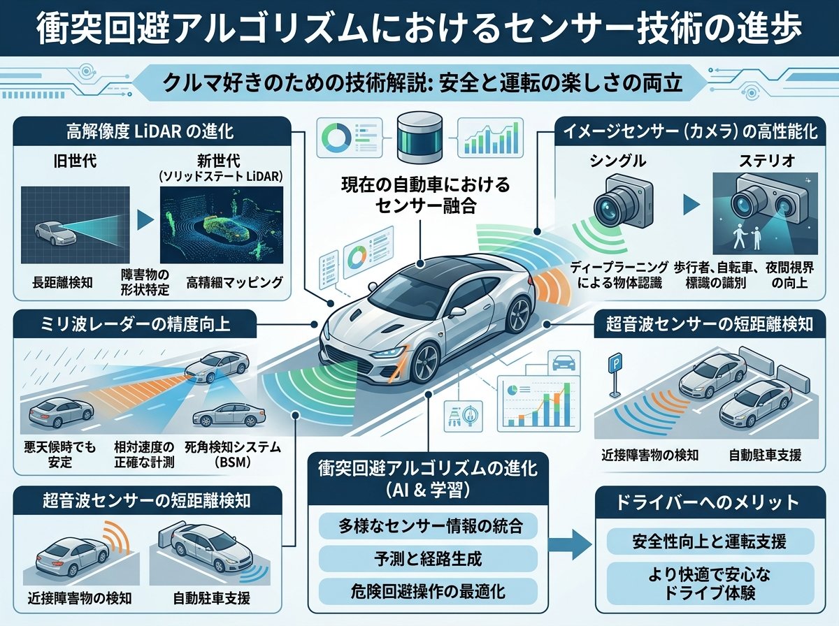 衝突回避アルゴリズムにおけるセンサー技術の進歩