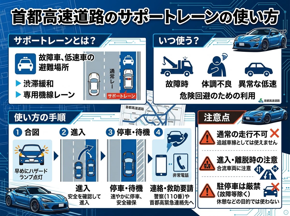首都高速道路のサポートレーンの使い方