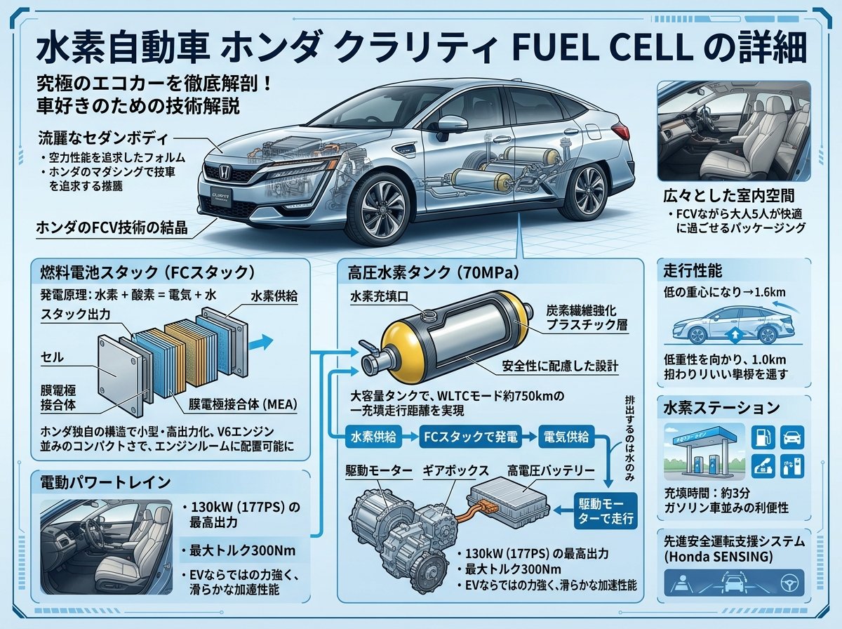 水素自動車ホンダクラリティFUEL CELLの詳細