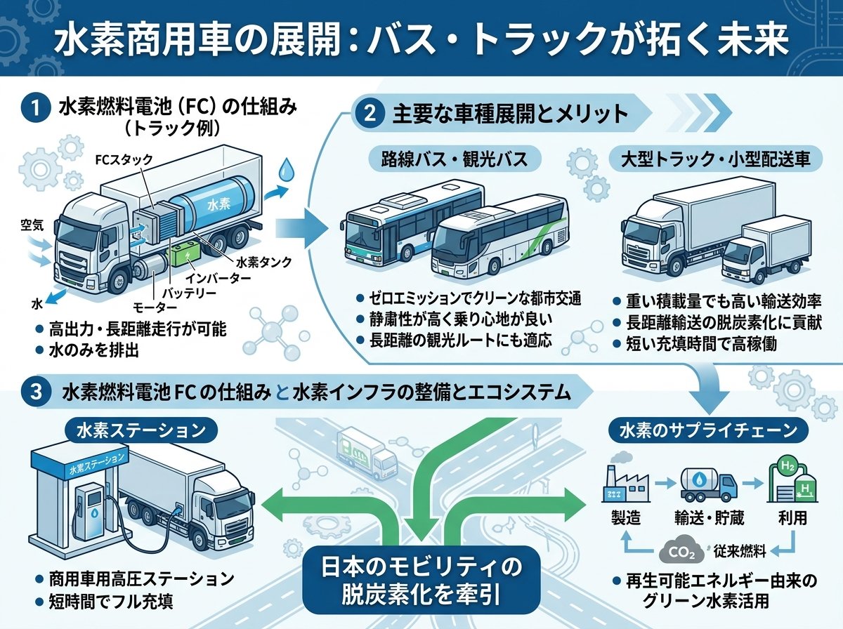 水素自動車の商用車とバス・トラック展開
