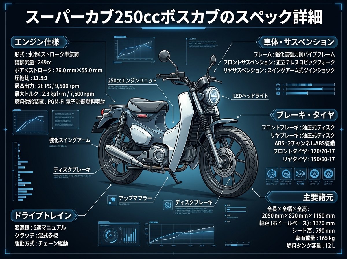 スーパーカブ250ccボスカブのスペック詳細