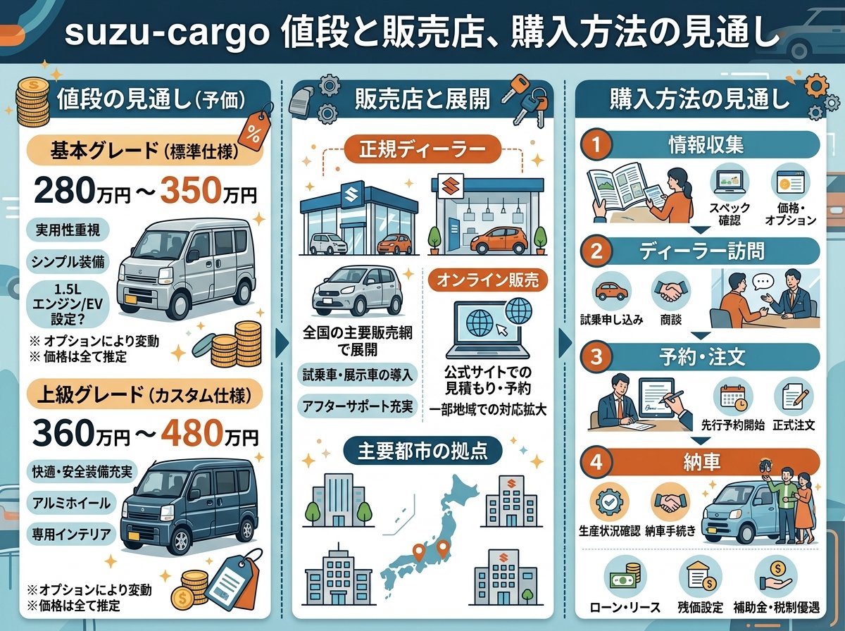 suzu-cargo 値段と販売店、購入方法の見通し
