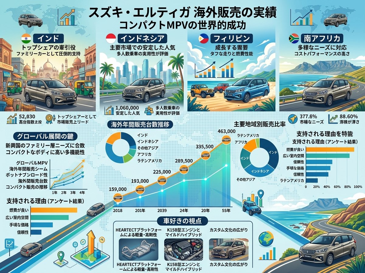 スズキエルティガの海外での販売実績