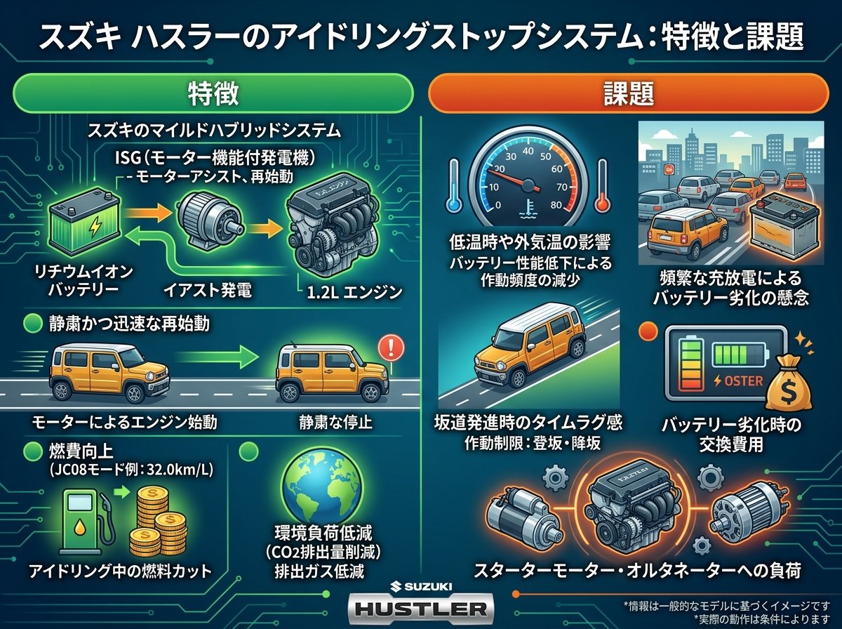 スズキ ハスラーのアイドリングストップシステムの特徴と課題