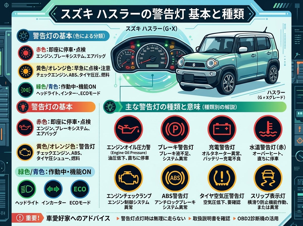 ハスラーの警告灯の基本と種類