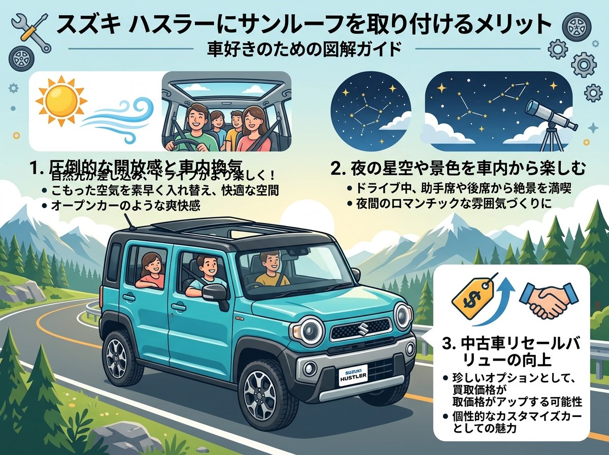 スズキ ハスラーにサンルーフを取り付けるメリット