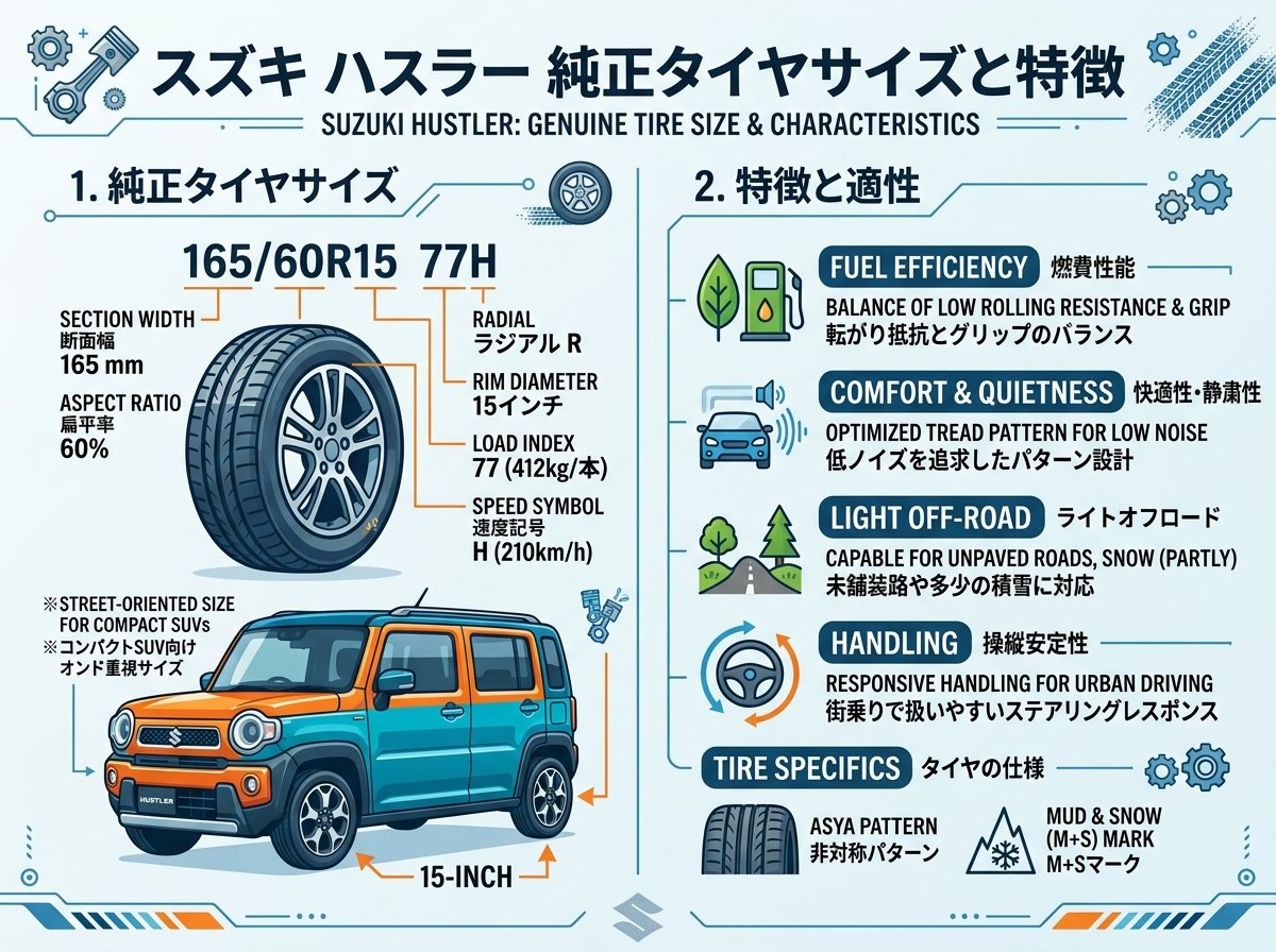 スズキ ハスラーの純正タイヤサイズと特徴