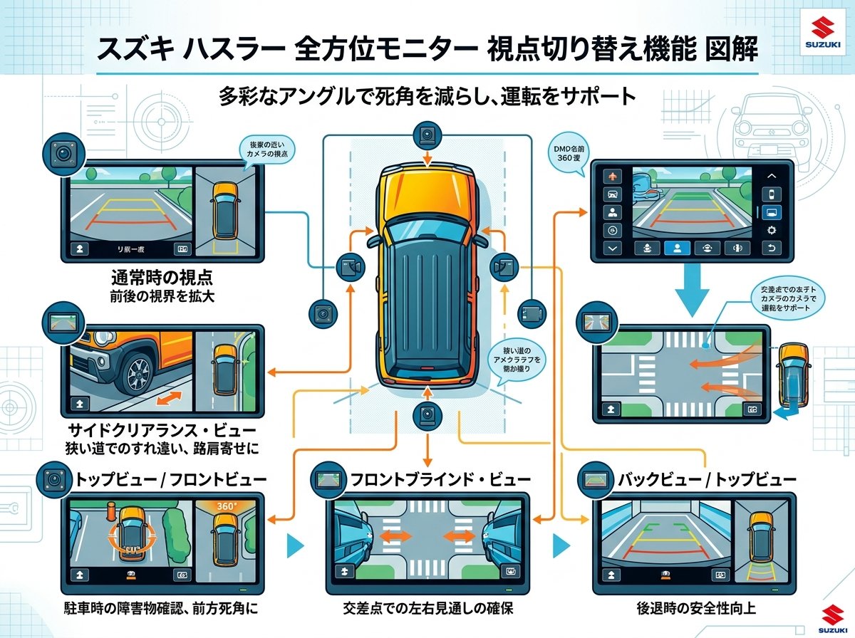ハスラー全方位カメラの視点切替機能