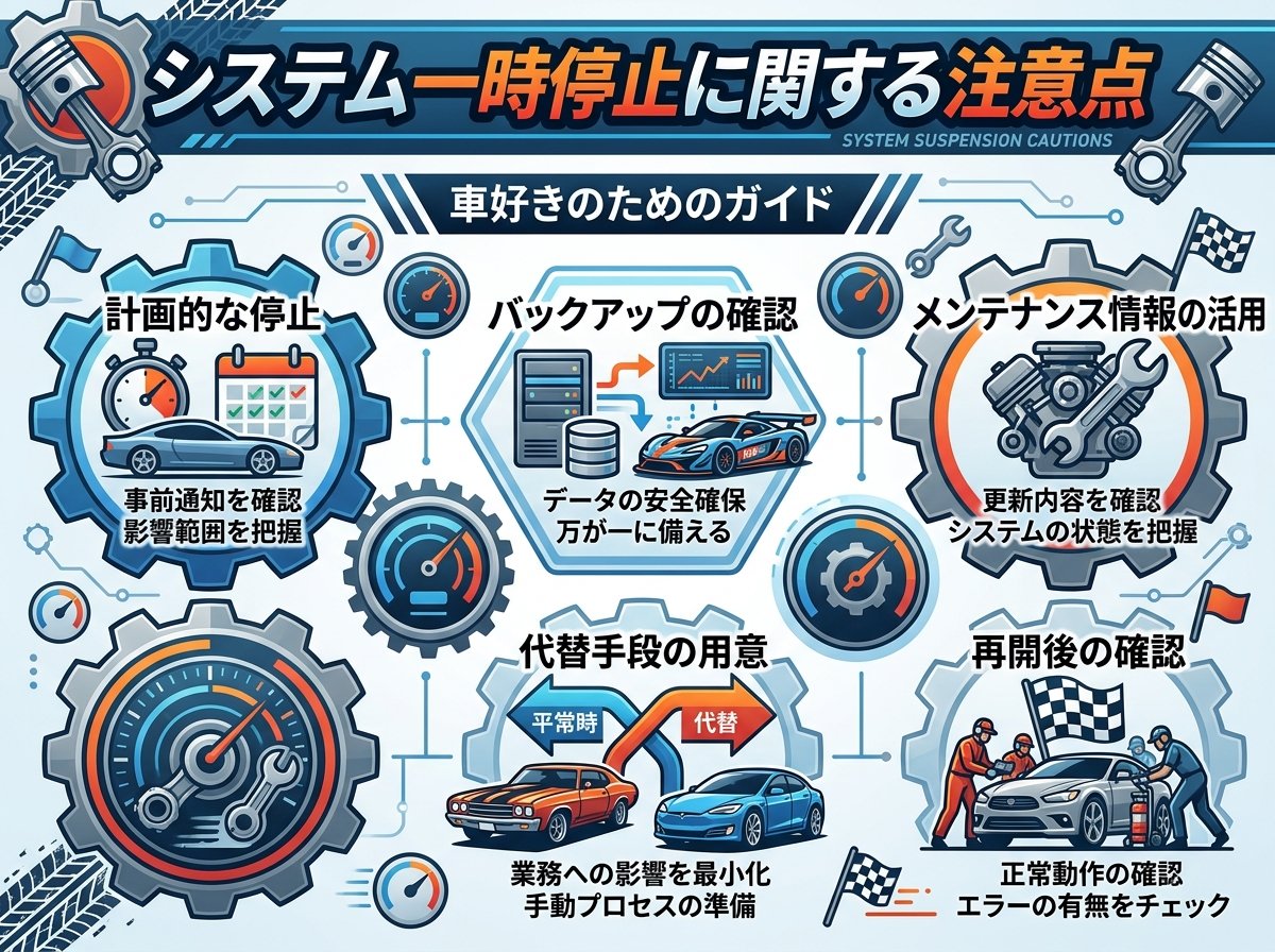 システム一時停止に関する注意点