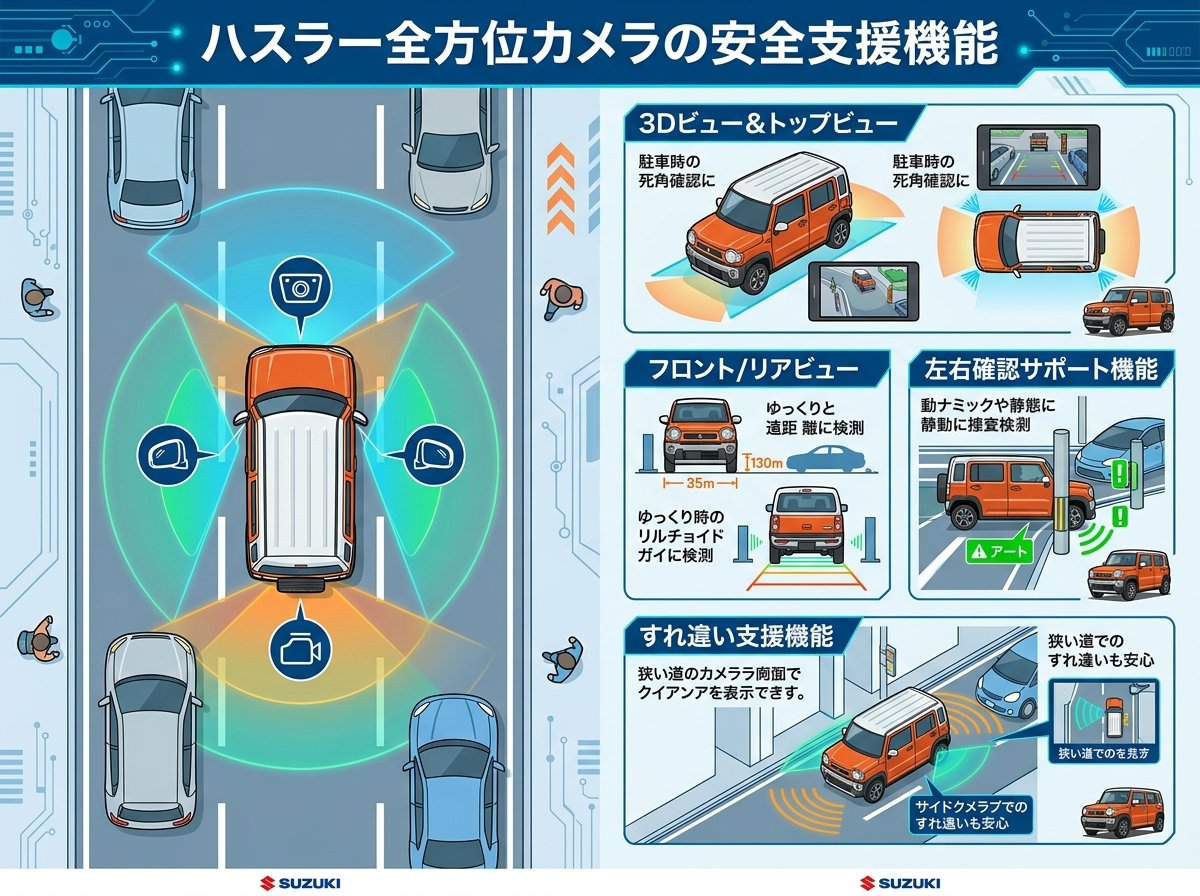 ハスラー全方位カメラの安全支援機能