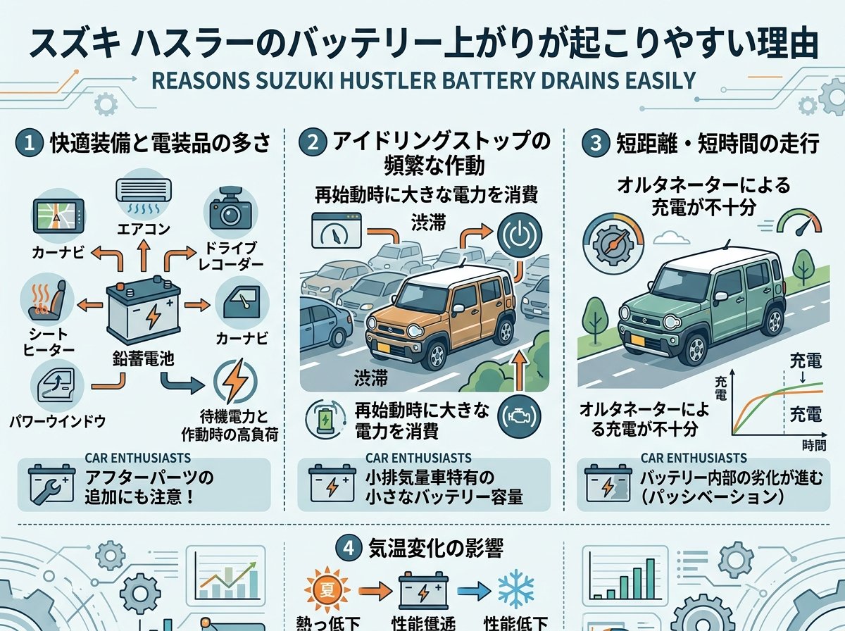 スズキ ハスラーのバッテリー上がりが起こりやすい理由