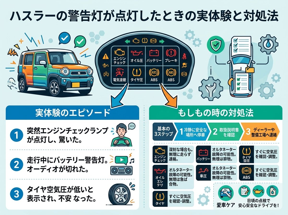 ハスラーの警告灯が点灯したときの実体験と対処法