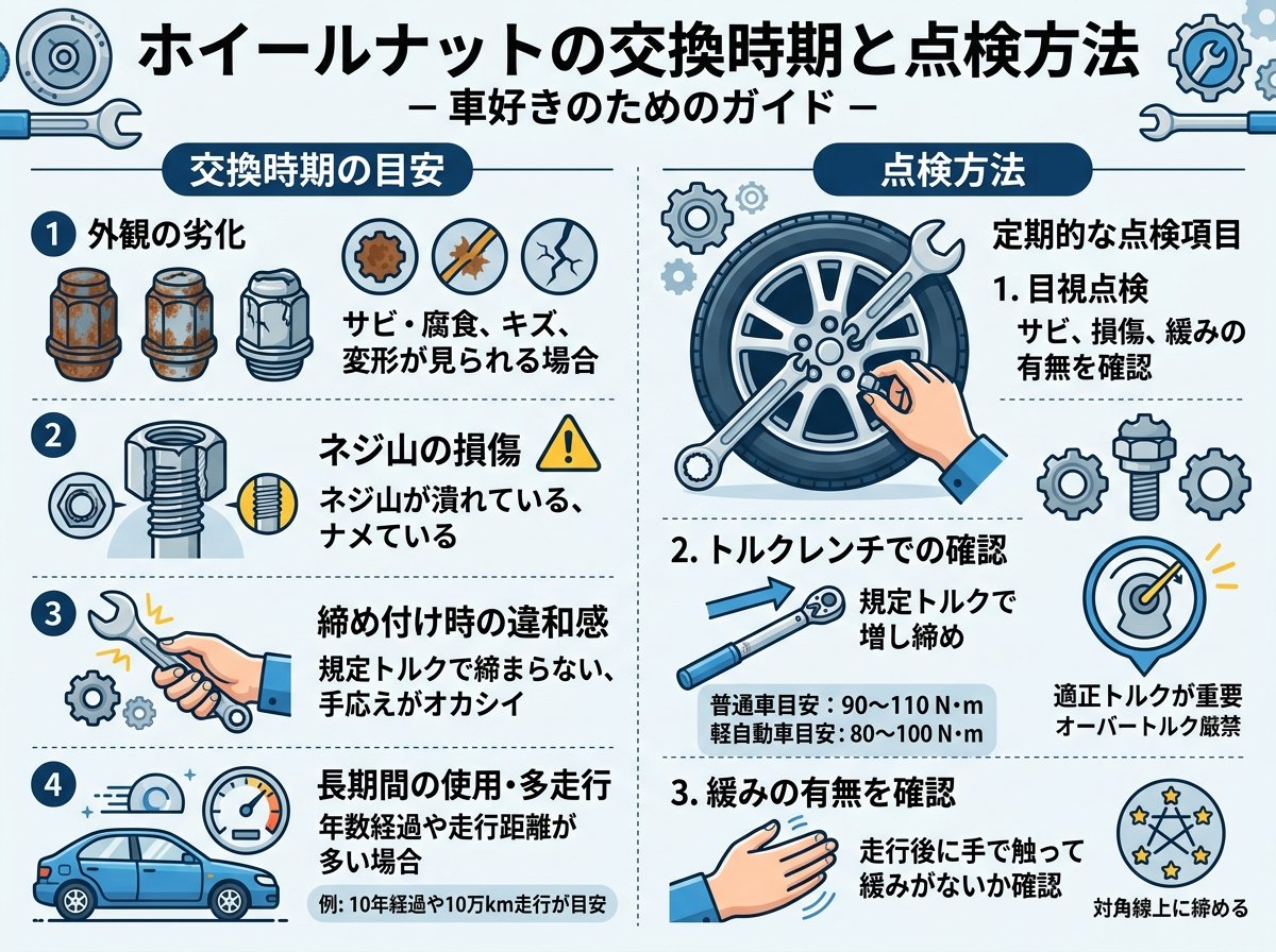 ホイールナットの交換時期と点検方法