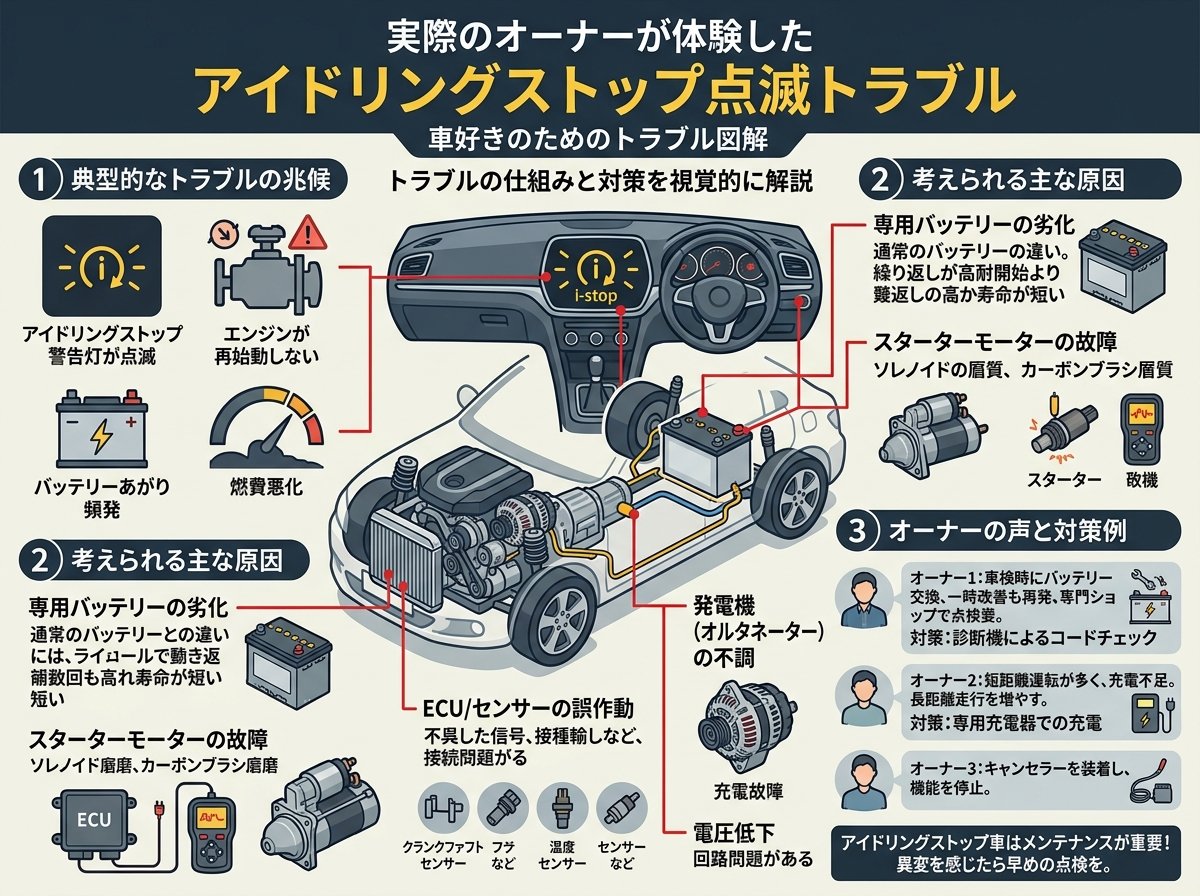 実際のオーナーが体験したアイドリングストップ点滅トラブル