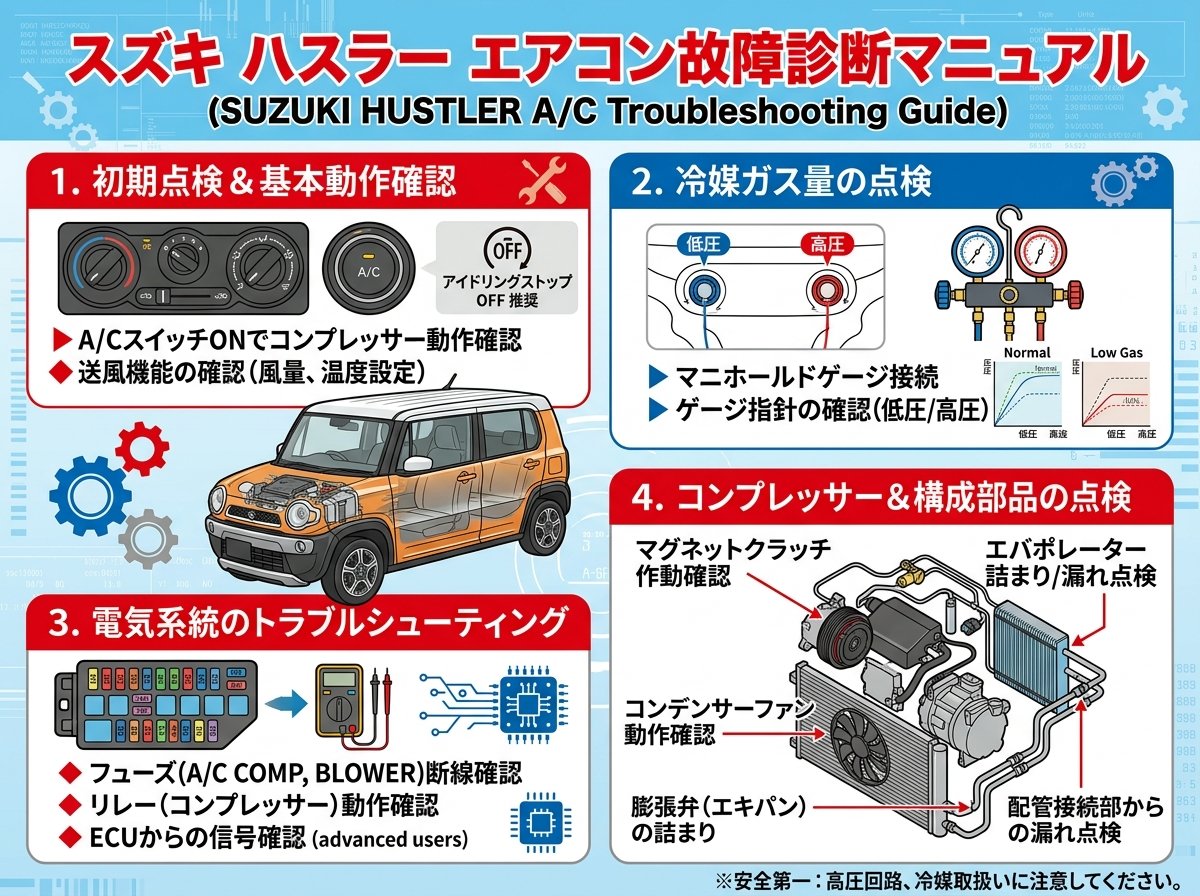 スズキ ハスラー エアコンの故障診断方法