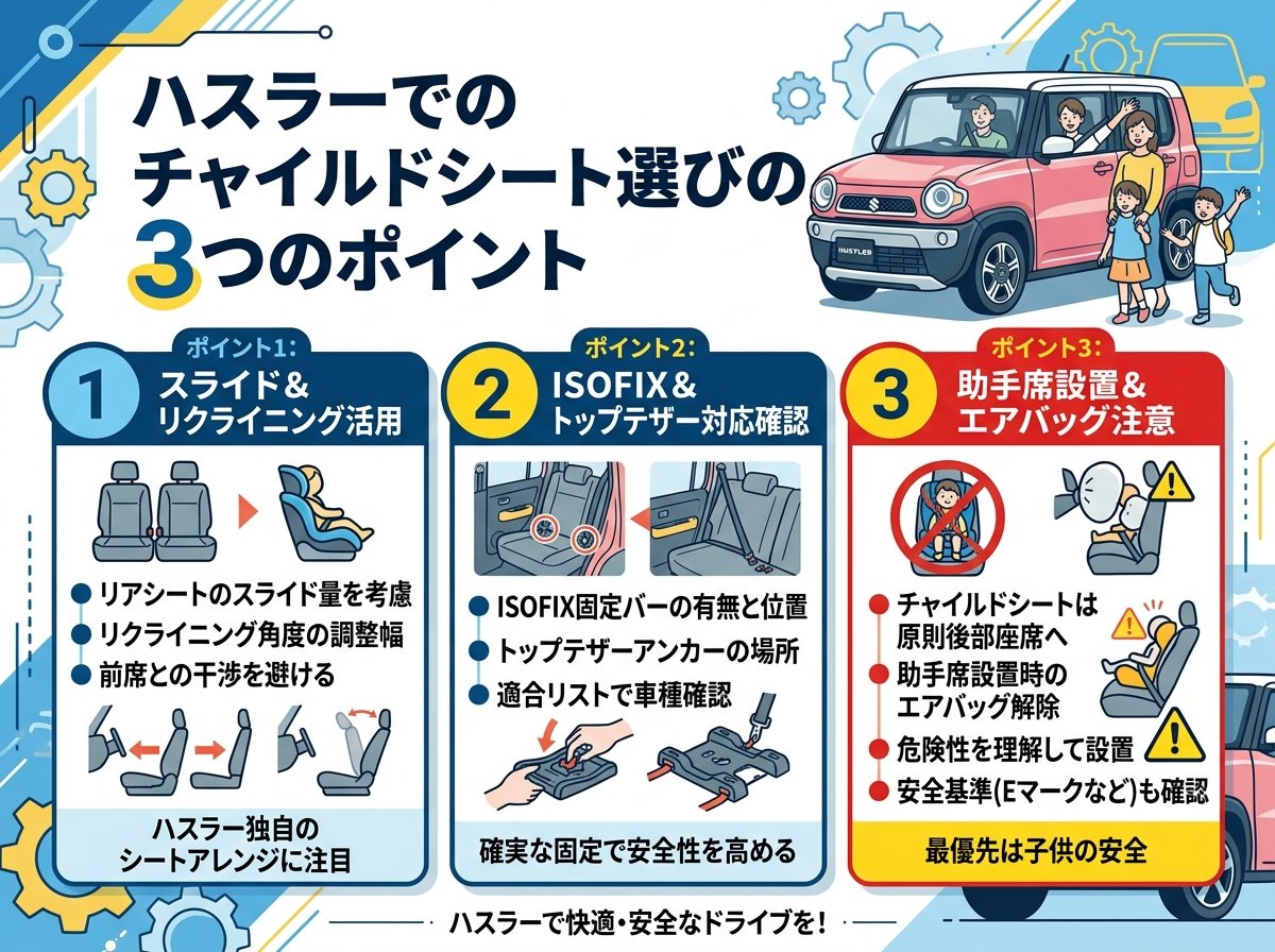 ハスラーでのチャイルドシート選びの3つのポイント