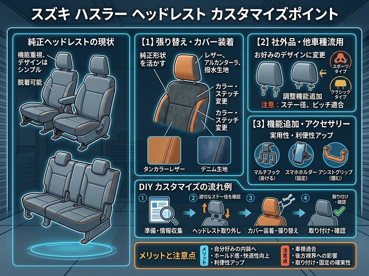 スズキ ハスラー ヘッドレストのカスタマイズポイント