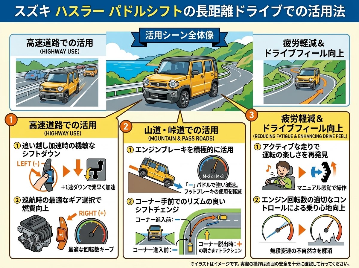 スズキ ハスラー パドルシフトの長距離ドライブでの活用法
