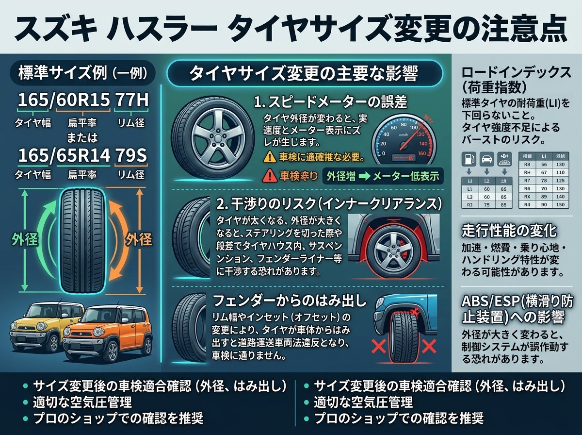 スズキ ハスラーのタイヤサイズ変更の注意点