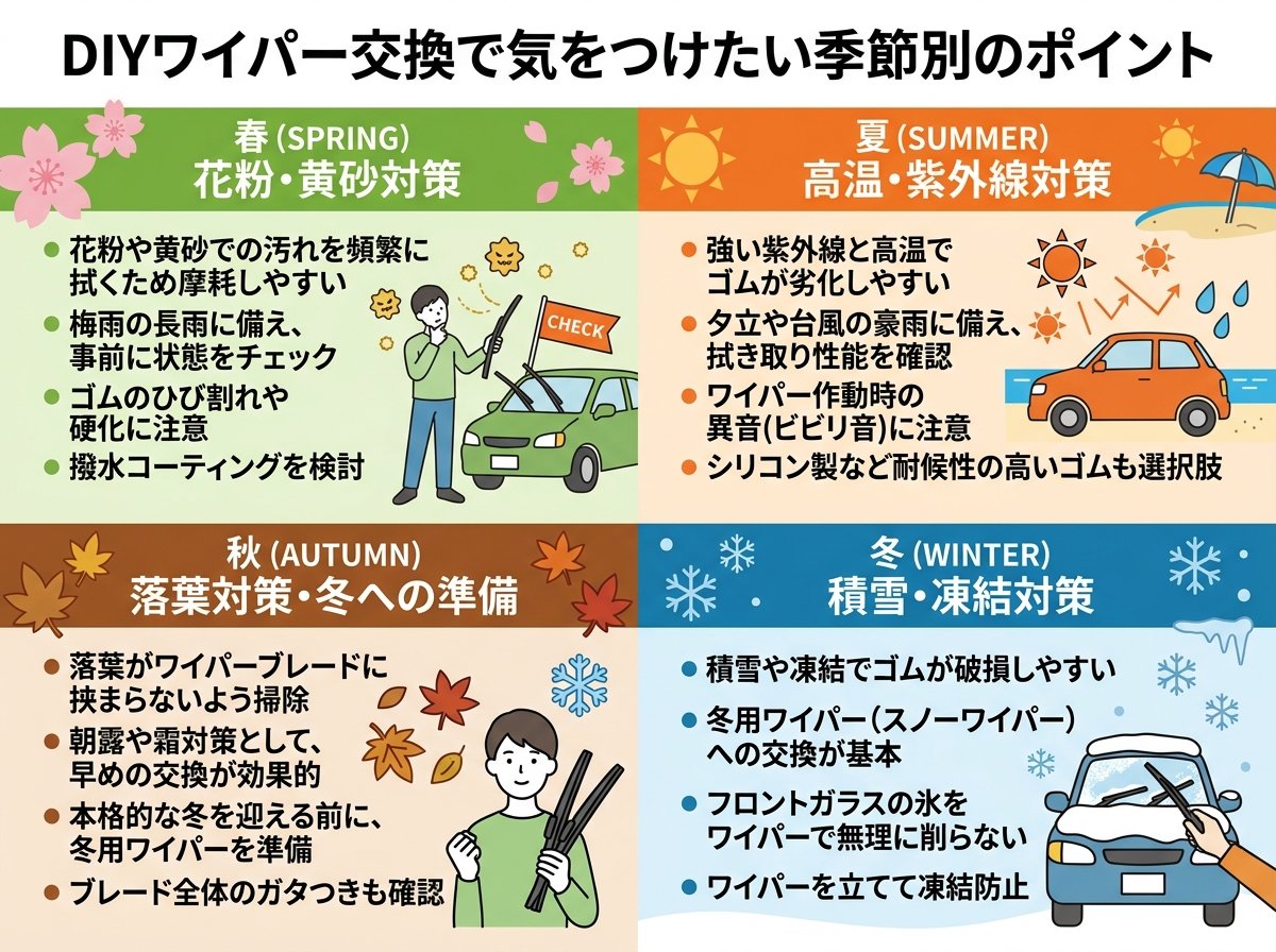 DIYワイパー交換で気をつけたい季節別のポイント