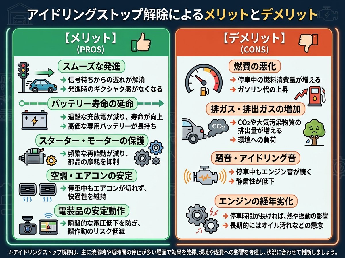 アイドリングストップ解除によるメリットとデメリット
