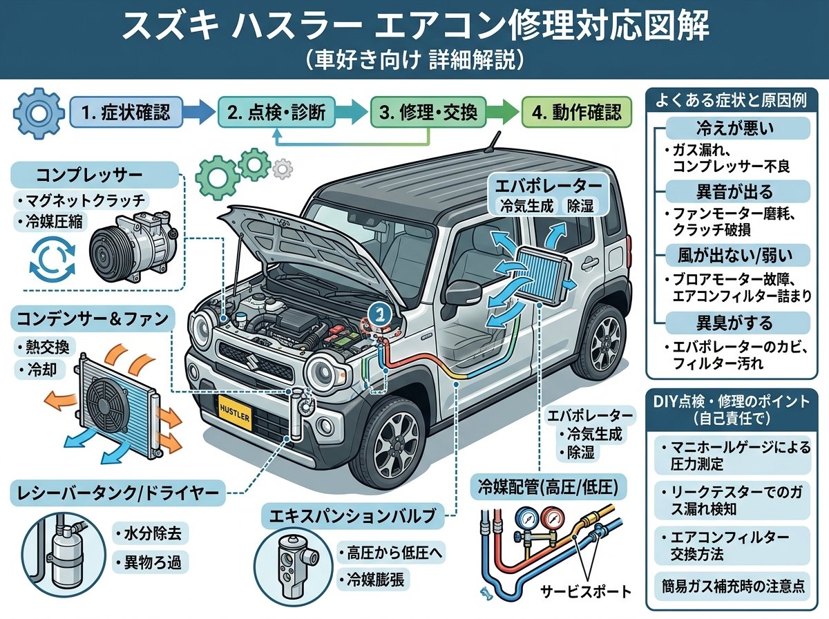 スズキ ハスラー エアコンの修理対応
