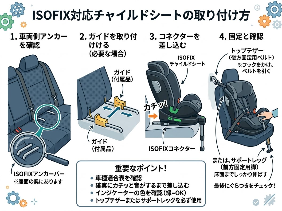 ISOFIX対応チャイルドシートの取り付け方