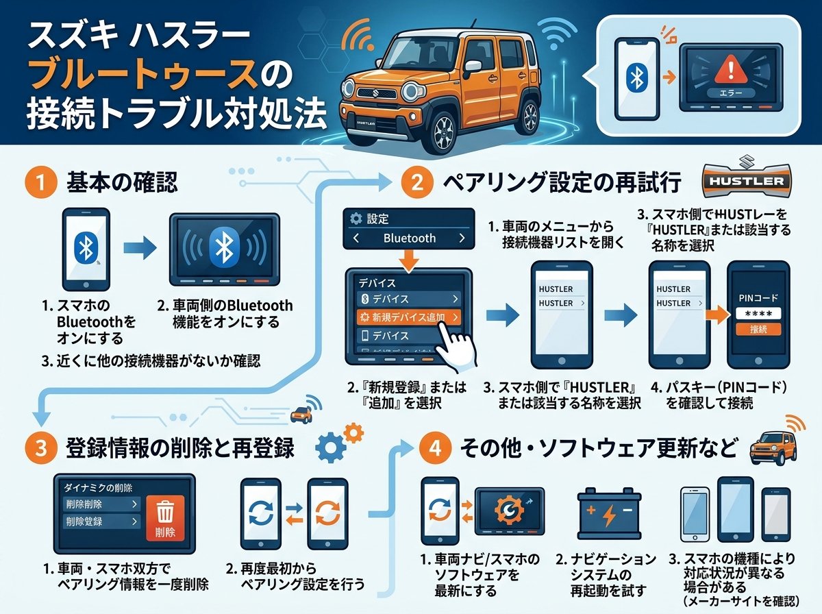 スズキ ハスラー ブルートゥースの接続トラブル対処法