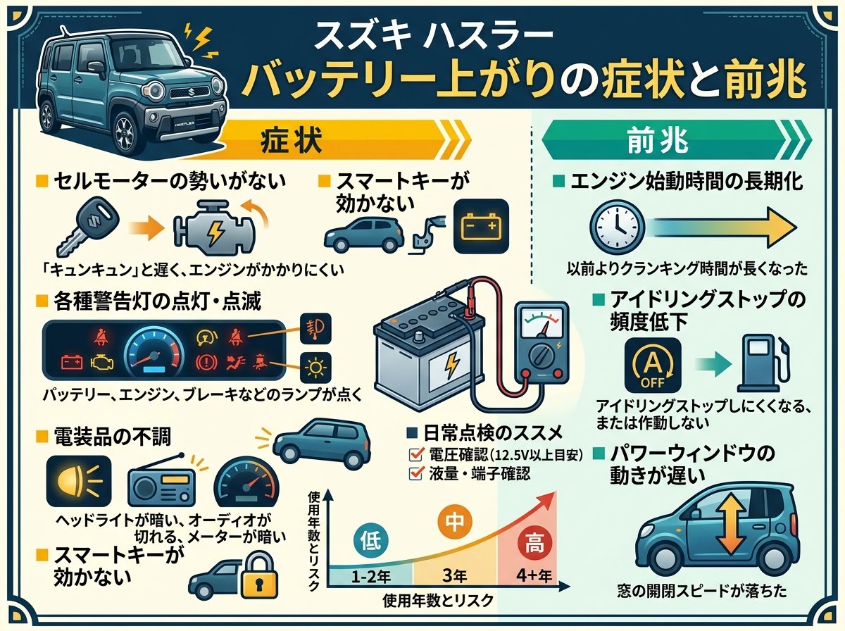 スズキ ハスラーのバッテリー上がりの症状と前兆