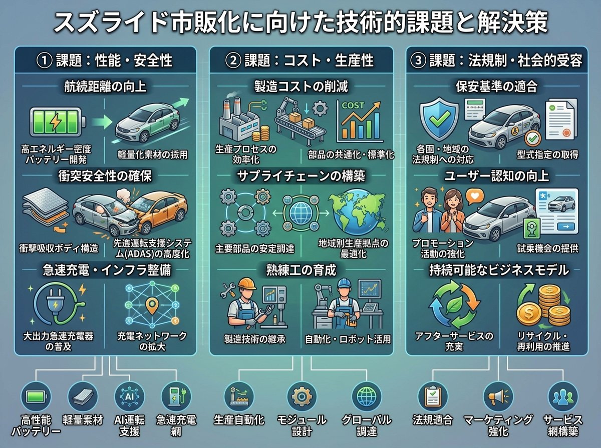 スズライド市販化に向けた技術的課題と解決策