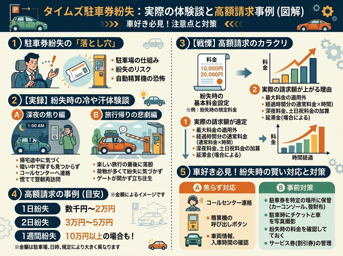 タイムズ駐車券紛失の実際の体験談と高額請求事例