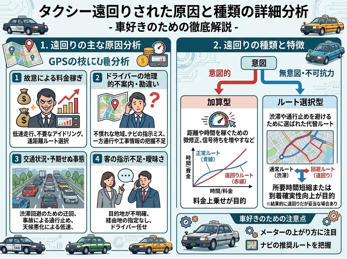タクシー遠回りされた原因と種類の詳細分析