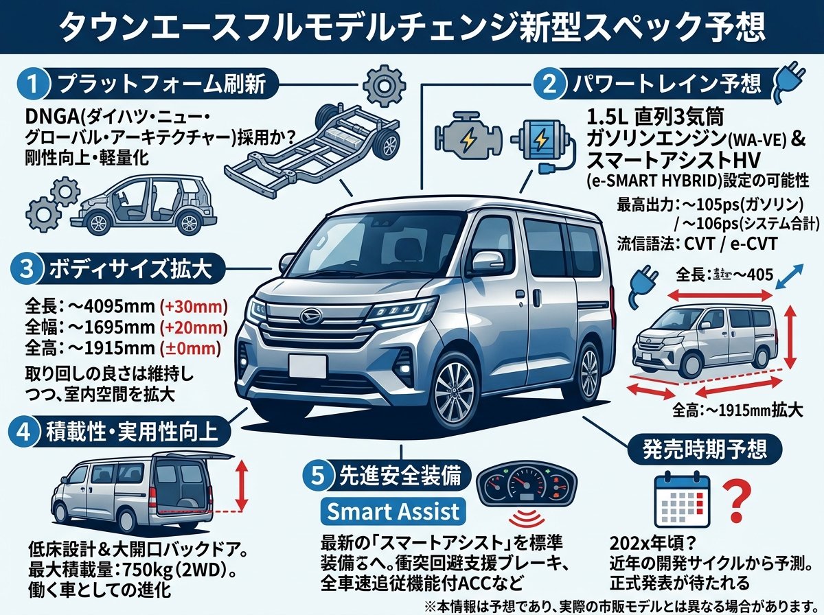 タウンエースフルモデルチェンジ新型スペック予想