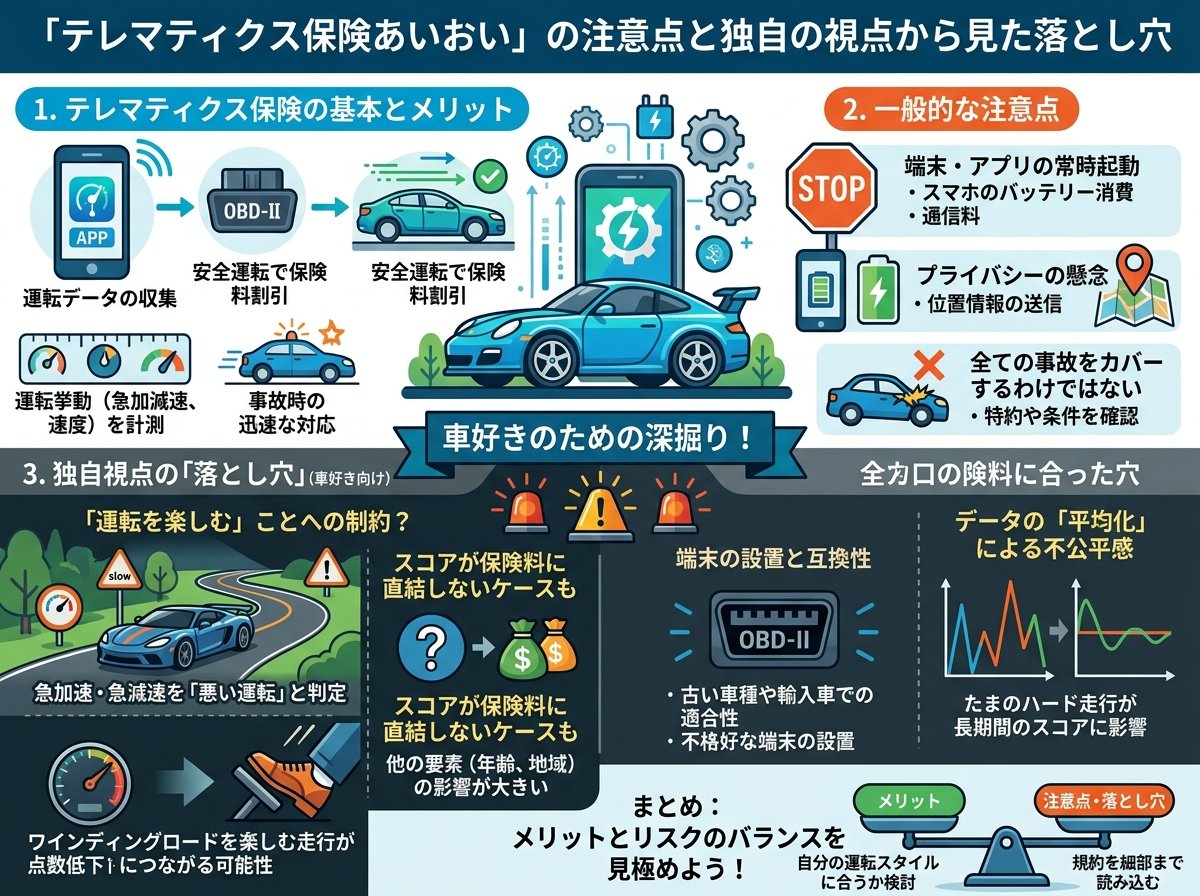テレマティクス保険あいおいの注意点と独自の視点から見た落とし穴