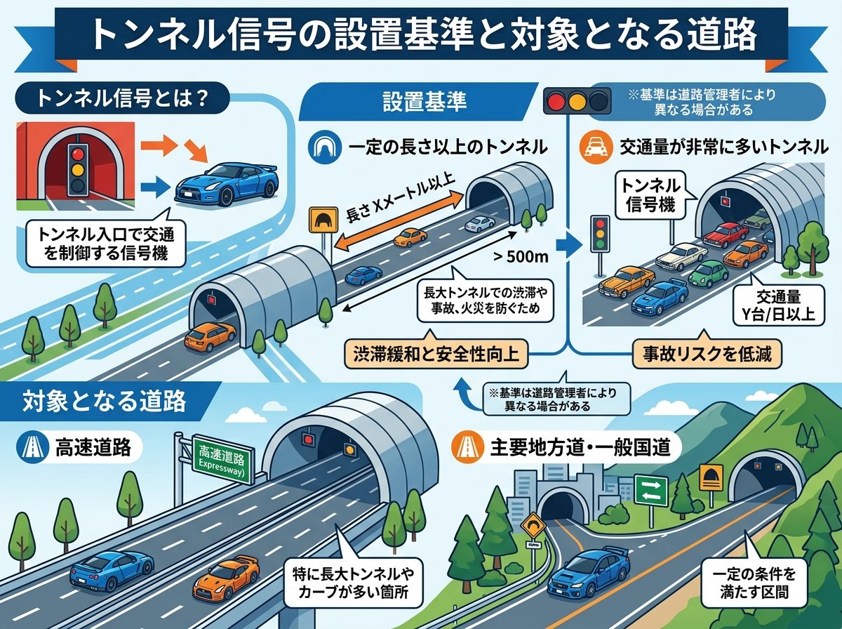 トンネル信号の設置基準と対象となる道路