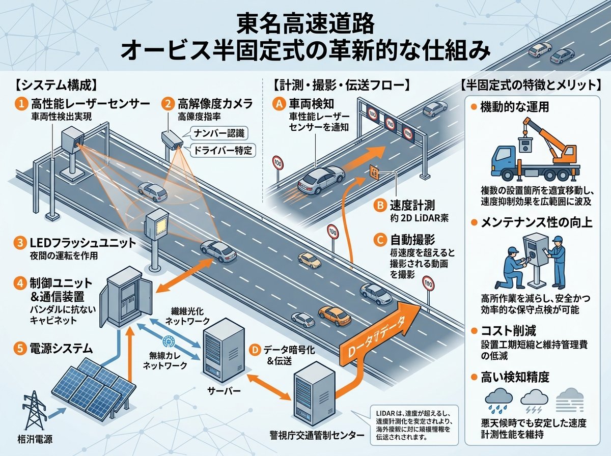 東名高速オービス半固定式の革新的な仕組み