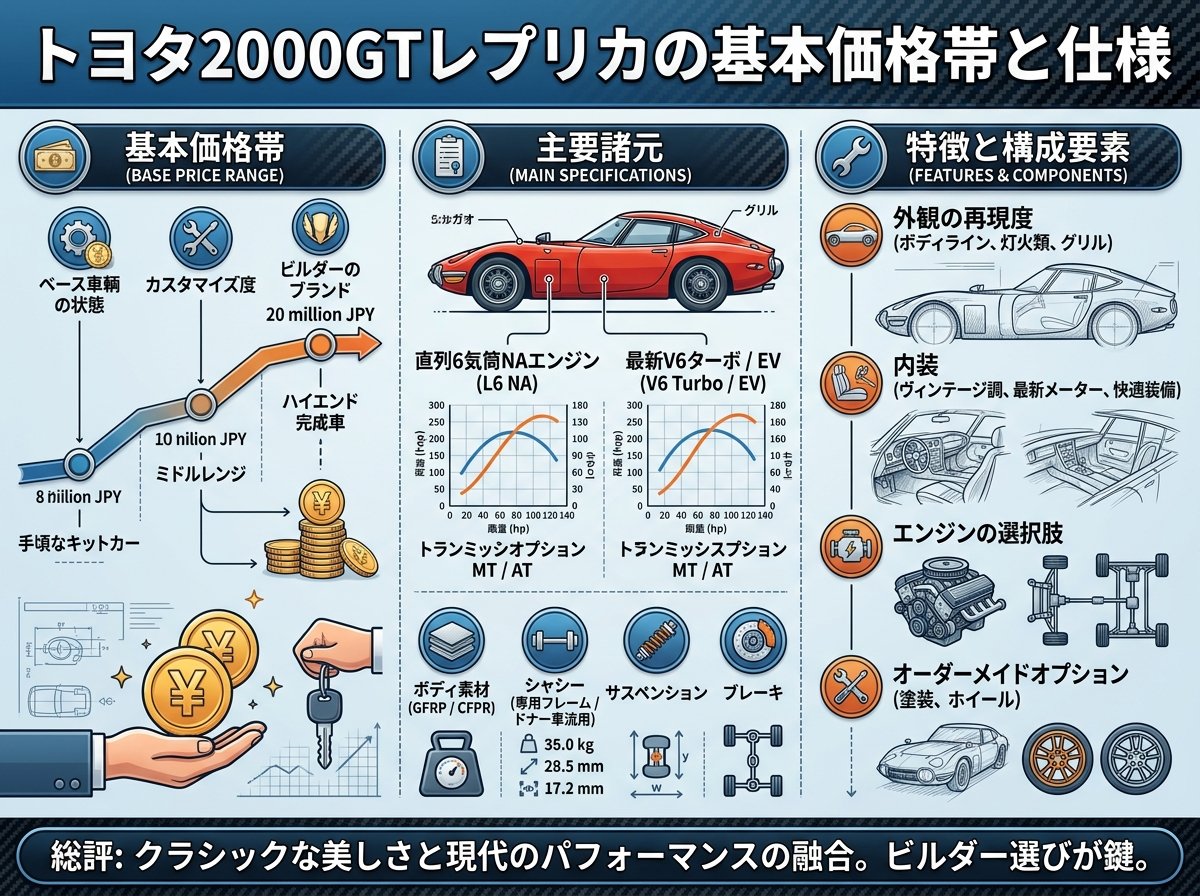 トヨタ2000gtレプリカの基本価格帯と仕様