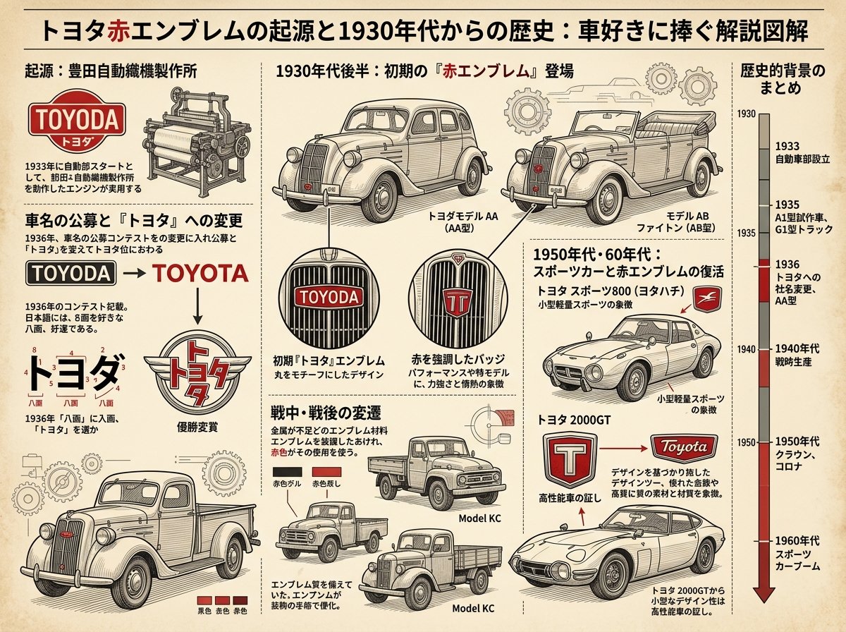 トヨタ赤エンブレムの起源と1930年代からの歴史