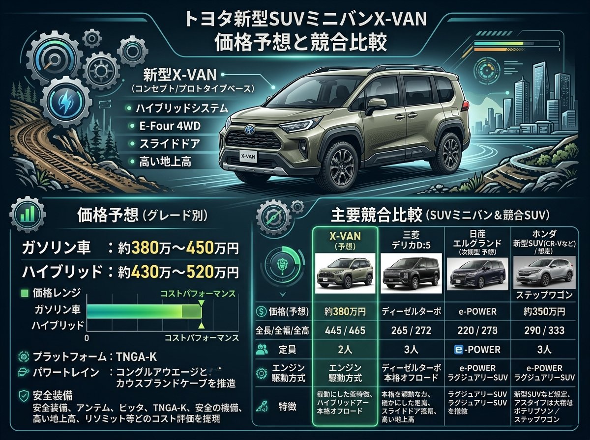 トヨタ新型SUVミニバン X-VAN価格予想と競合比較