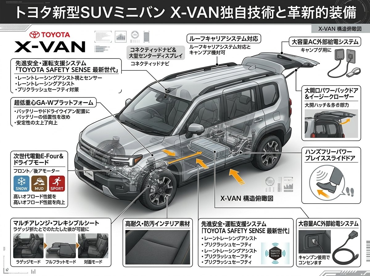 トヨタ新型SUVミニバン X-VAN独自技術と革新的装備