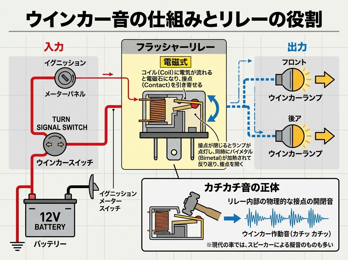 ウインカー音の仕組みとリレーの役割