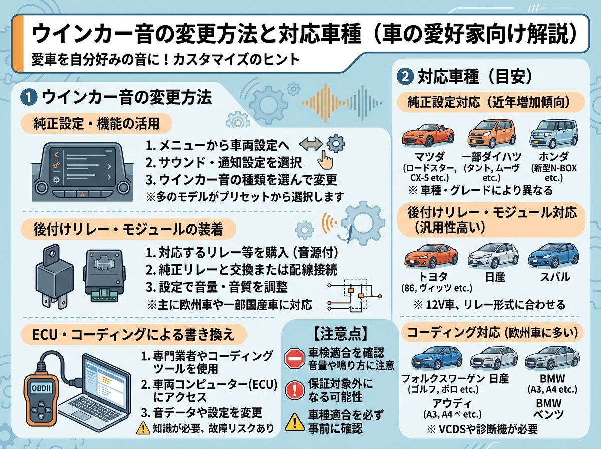 ウインカー音の変更方法と対応車種