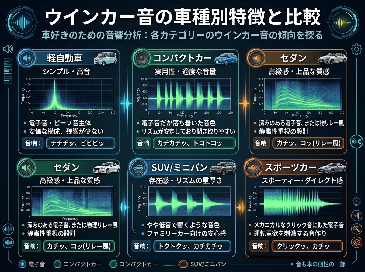 ウインカー音の車種別特徴と比較