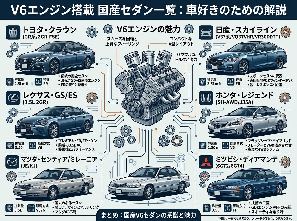 v6エンジン車一覧:国産セダン編